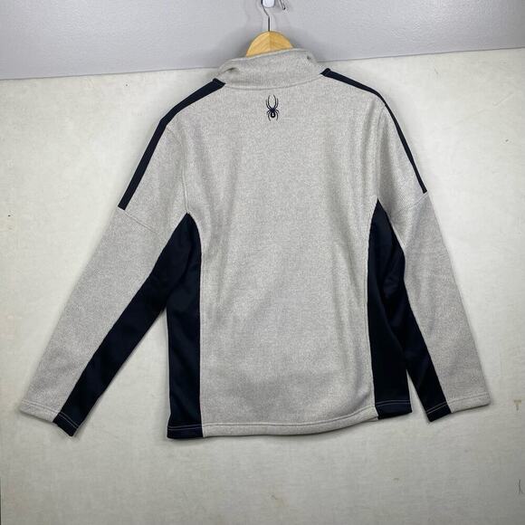 NWT Spyder Cream Quarter-Zip Pullover Men's Sweater Knit Zip Pockets Size Large - Picture 5 of 6